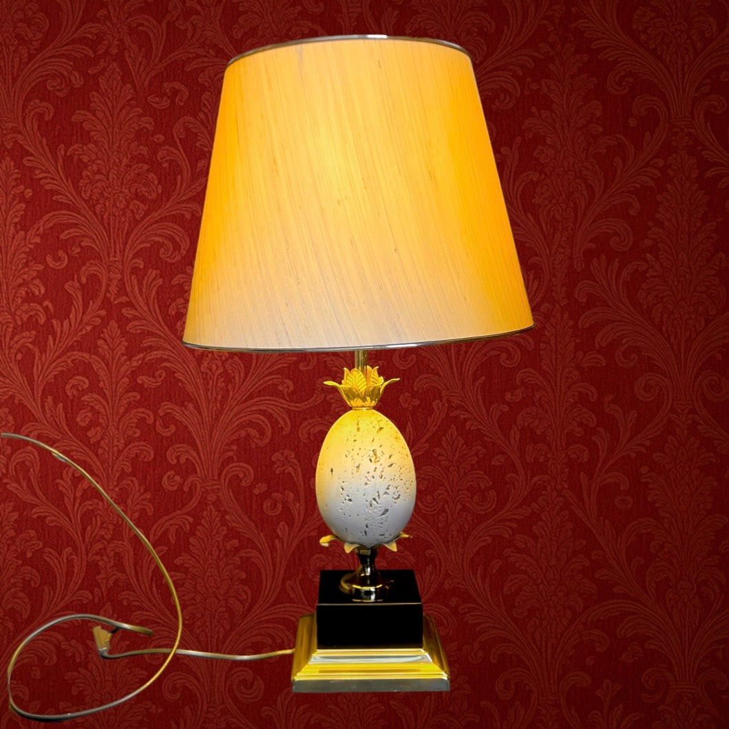 Lampe œuf d’autruche travertin vintage – style Maison Charles