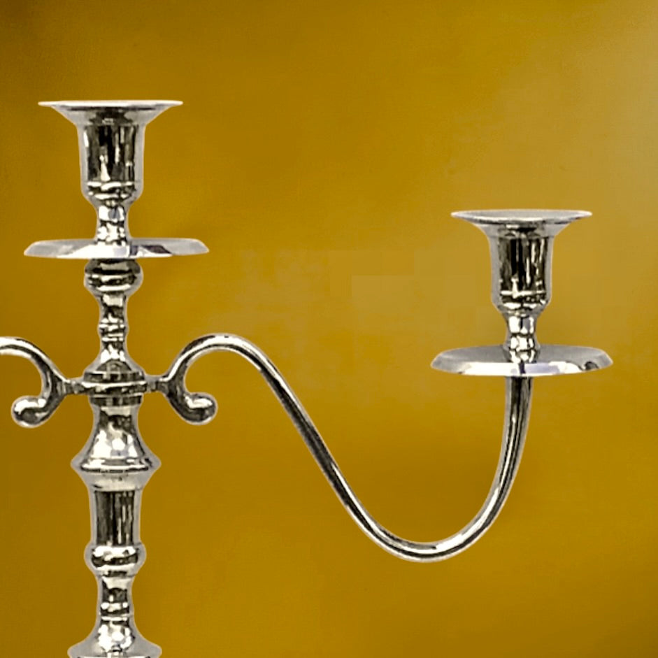 Paire de chandeliers vintage en métal chromé – 3 branches – années 70