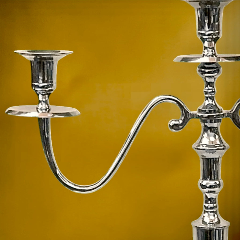 Paire de chandeliers vintage en métal chromé – 3 branches – années 70