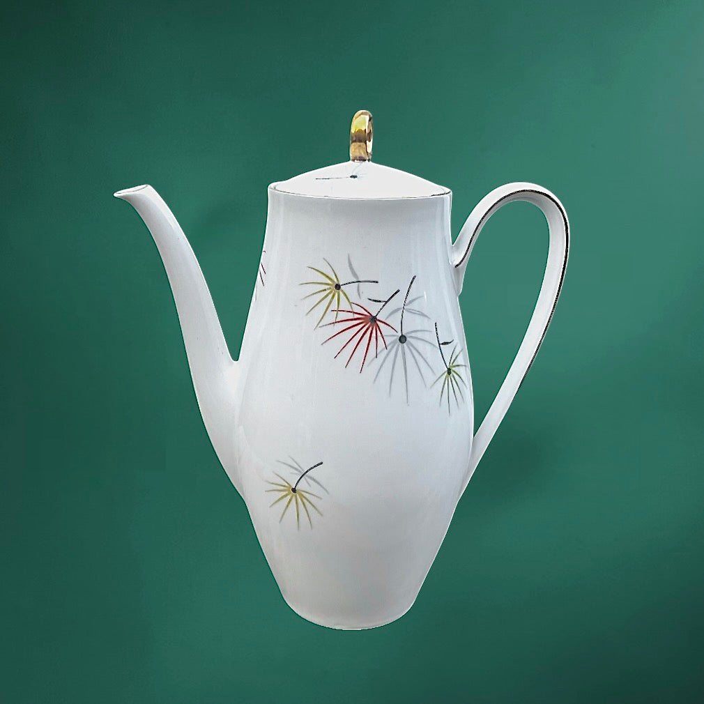 Cafetière Bareuther Bavaria porcelaine blanche décor graphique moderniste