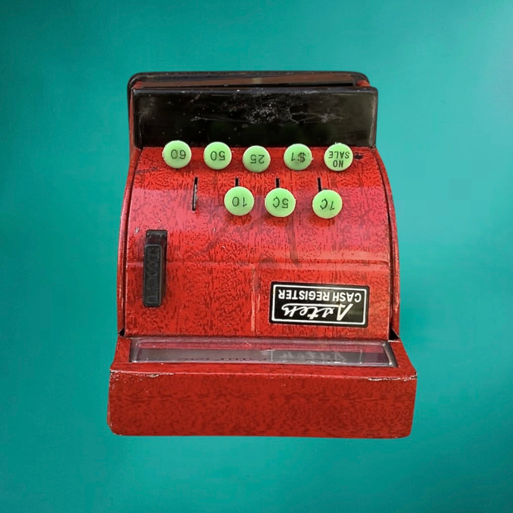 Caisse enregistreuse jouet vintage Aster – tôle rouge – Japon années 50/60 – cash register rétro collection