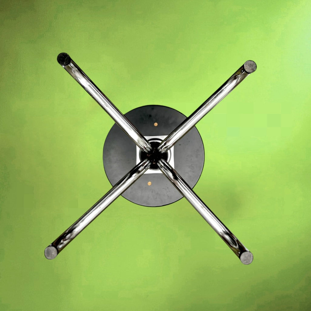 Paire de tabourets Brabantia vintage années 60 chrome et skaï noir design moderniste