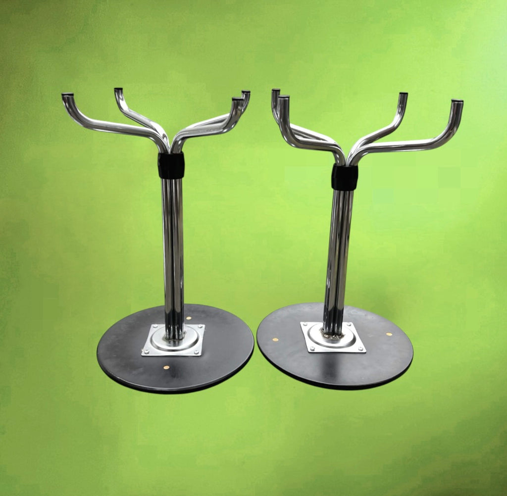 Paire de tabourets Brabantia vintage années 60 chrome et skaï noir design moderniste