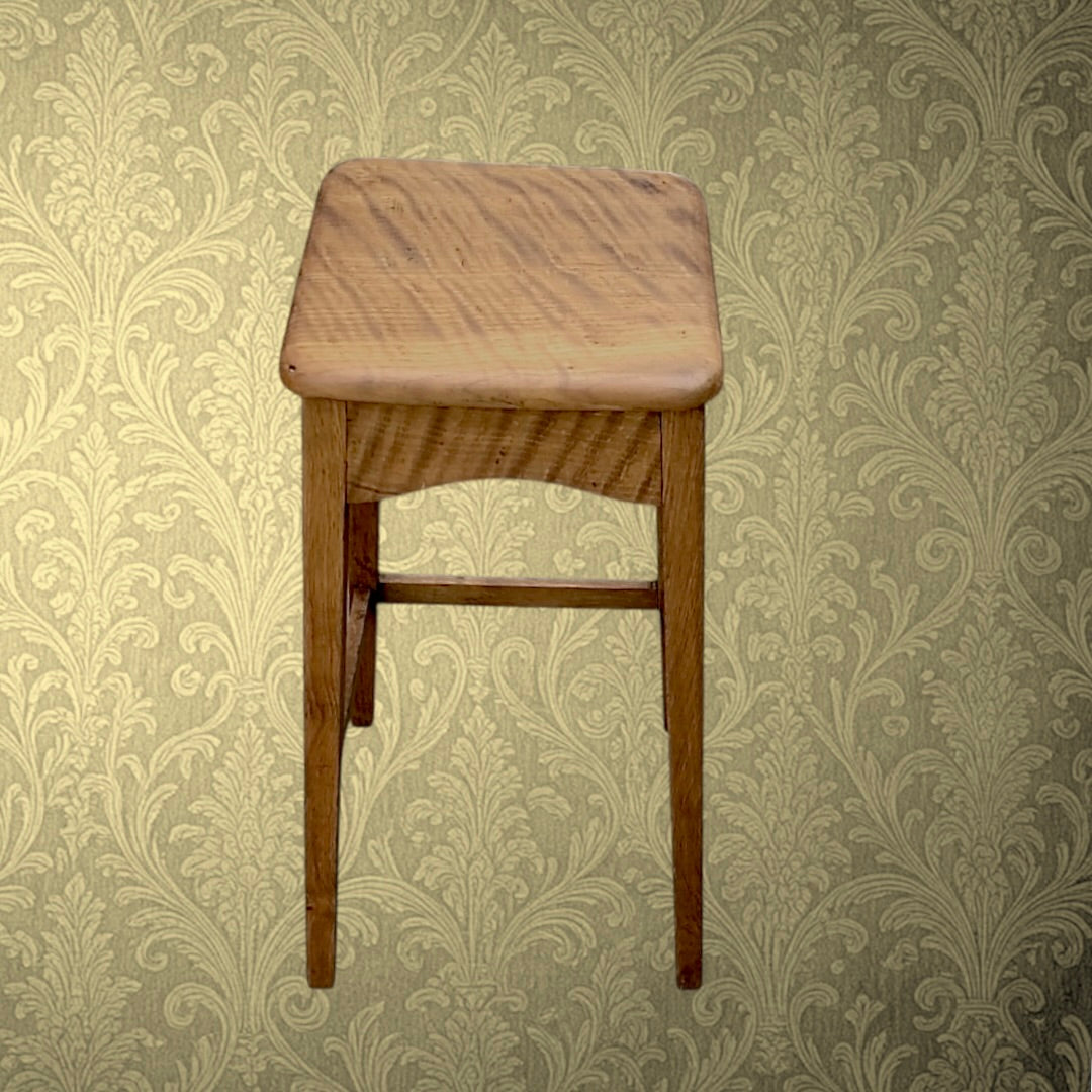 Tabouret d’organiste ancien en chêne massif • siège rustique • bois ancien