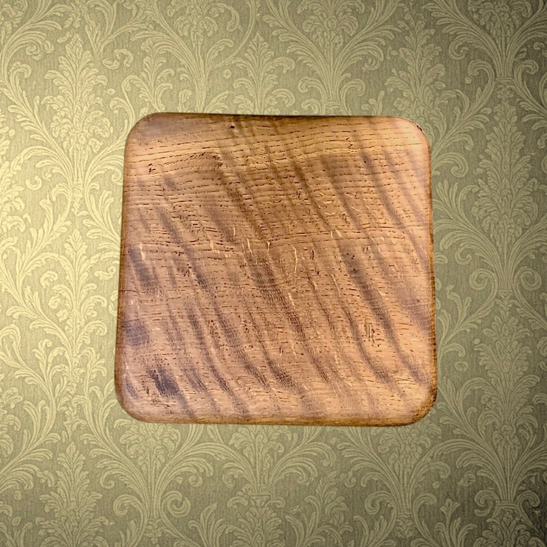 Tabouret d’organiste ancien en chêne massif • siège rustique • bois ancien