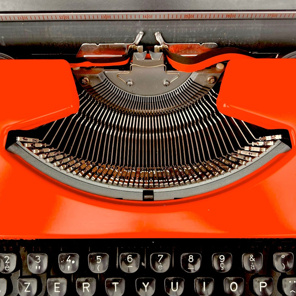 Machine à écrire Brother Deluxe 220 vintage orange Japon - clavier AZERTY
