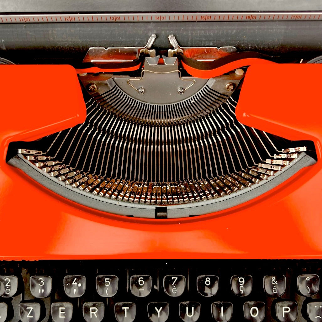 Machine à écrire Brother Deluxe 220 vintage orange Japon - clavier AZERTY
