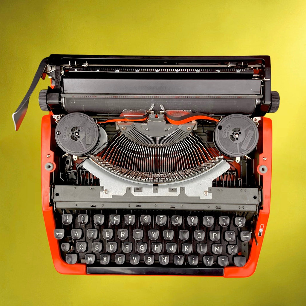 Machine à écrire Brother Deluxe 220 vintage orange Japon - clavier AZERTY