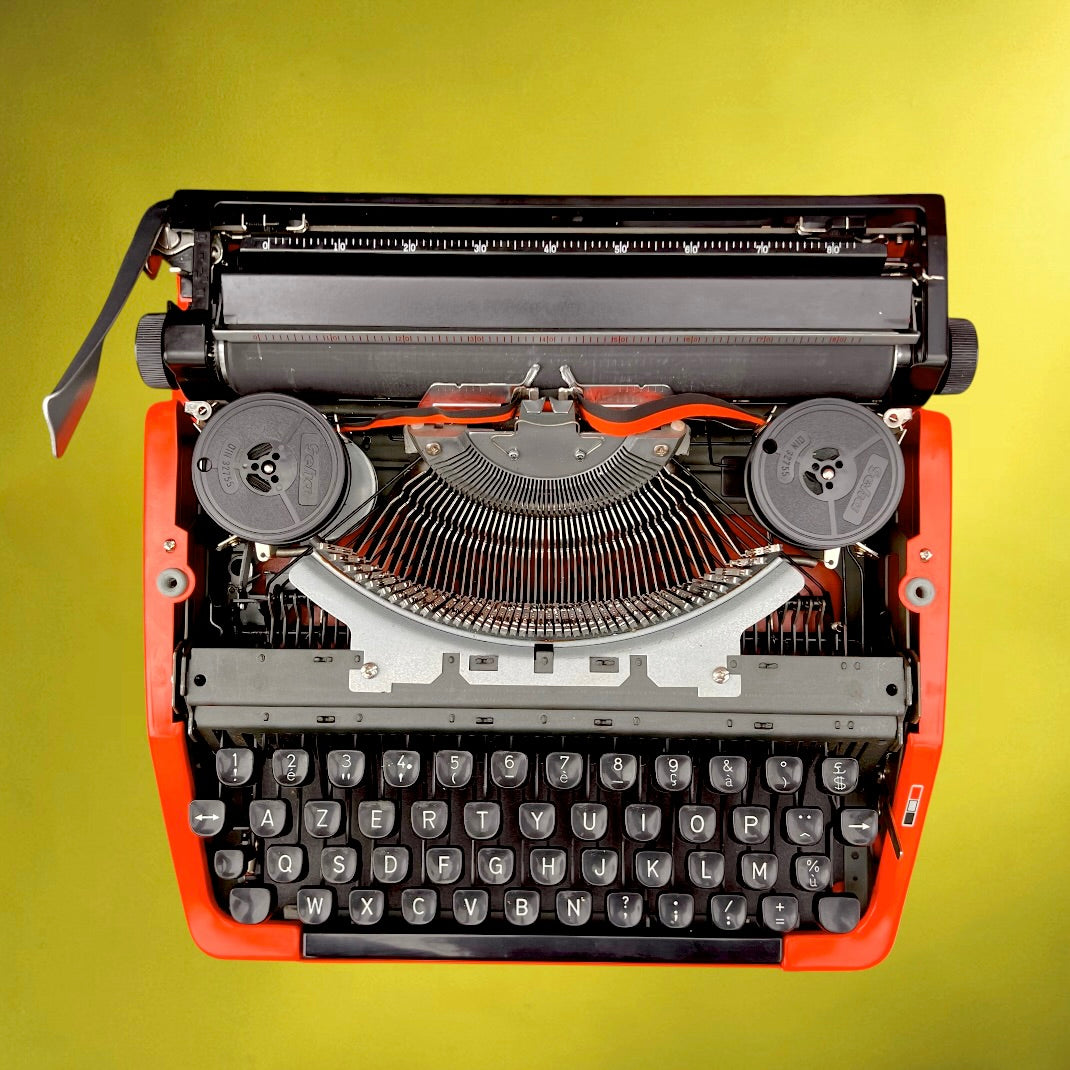 Machine à écrire Brother Deluxe 220 vintage orange Japon - clavier AZERTY