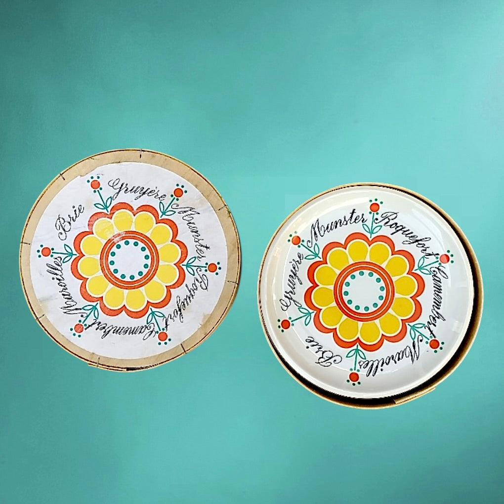 Service à fromage vintage 6 assiettes céramique décor floral boîte d’origine