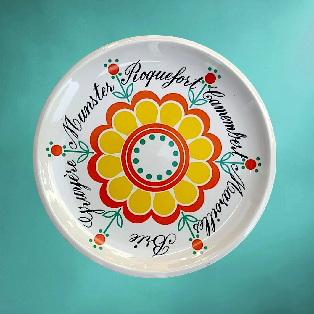 Service à fromage vintage 6 assiettes céramique décor floral boîte d’origine