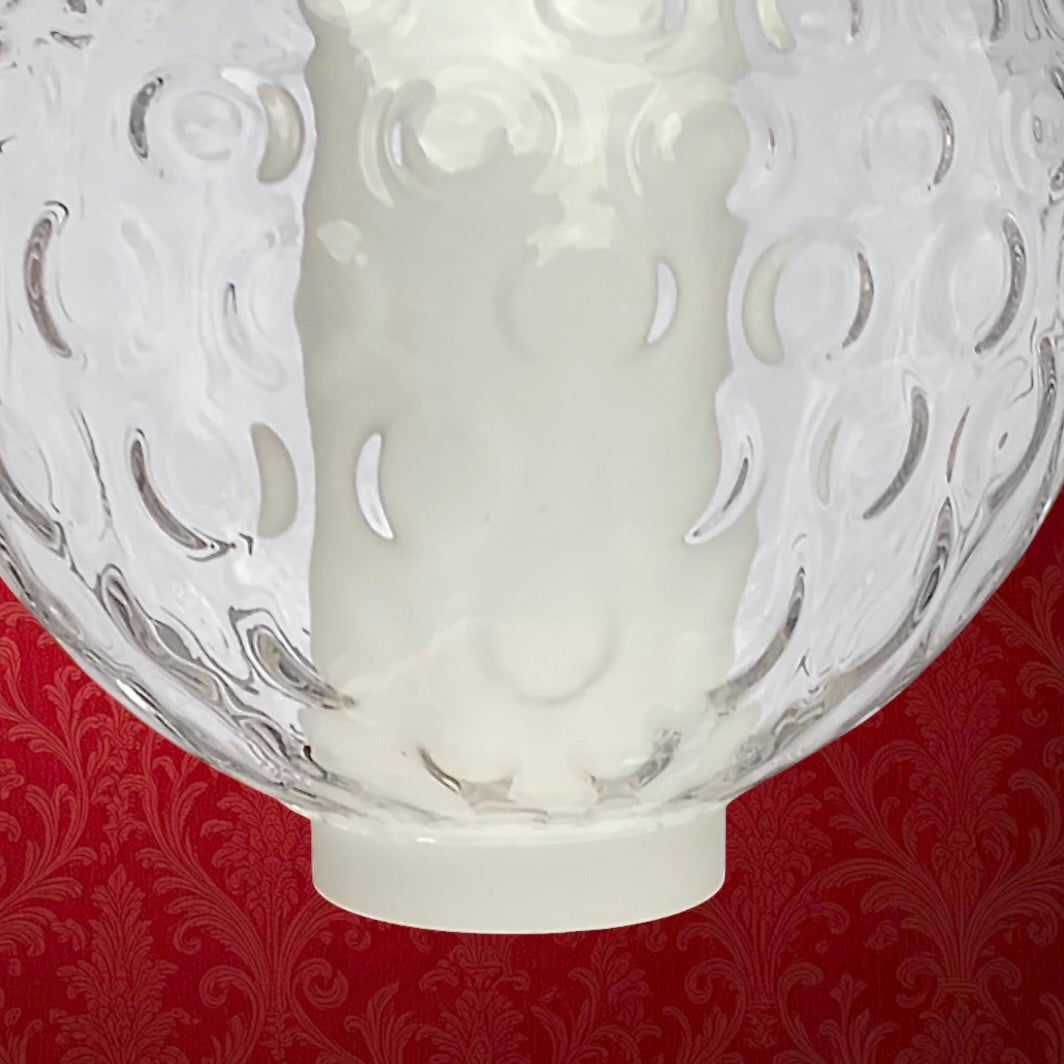 Suspension vintage Space Age verre bullé opalin blanc années 70 luminaire design