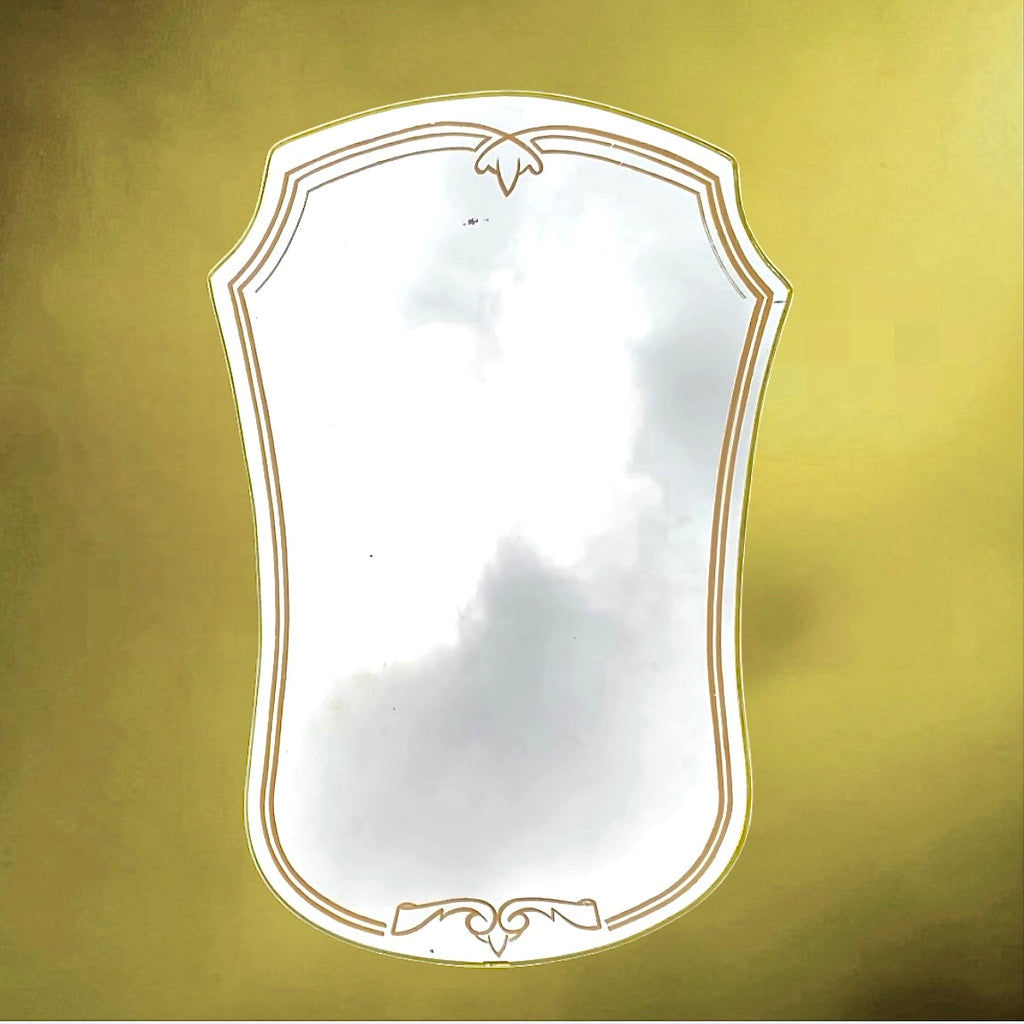 Miroir vintage forme blason sérigraphié verre années 50