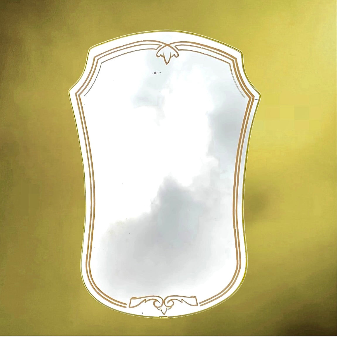Miroir vintage forme blason sérigraphié verre années 50