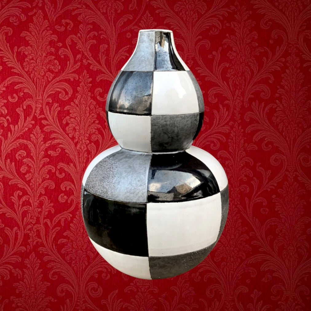 Grand vase Todo Mundo céramique noir blanc graphique années 90