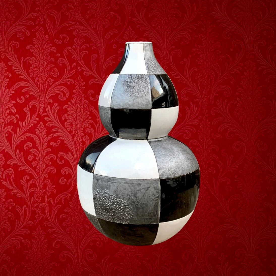 Grand vase Todo Mundo céramique noir blanc graphique années 90
