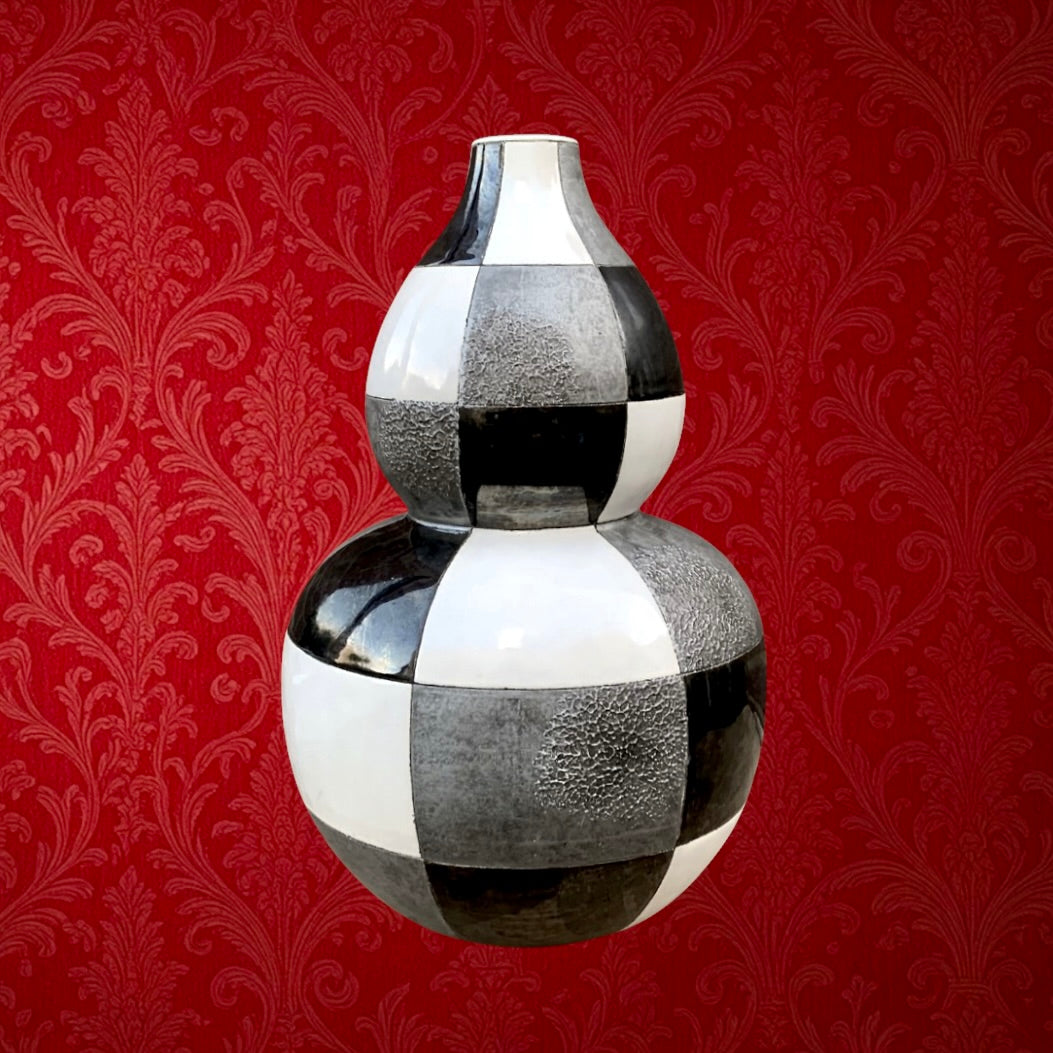 Grand vase Todo Mundo céramique noir blanc graphique années 90
