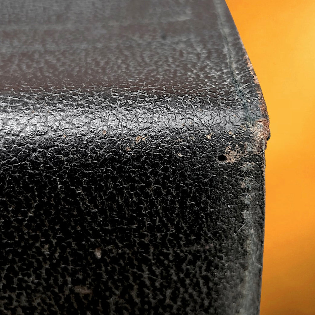 Sacoche à outils vintage en cuir noir épais – mallette artisan – années 50 60