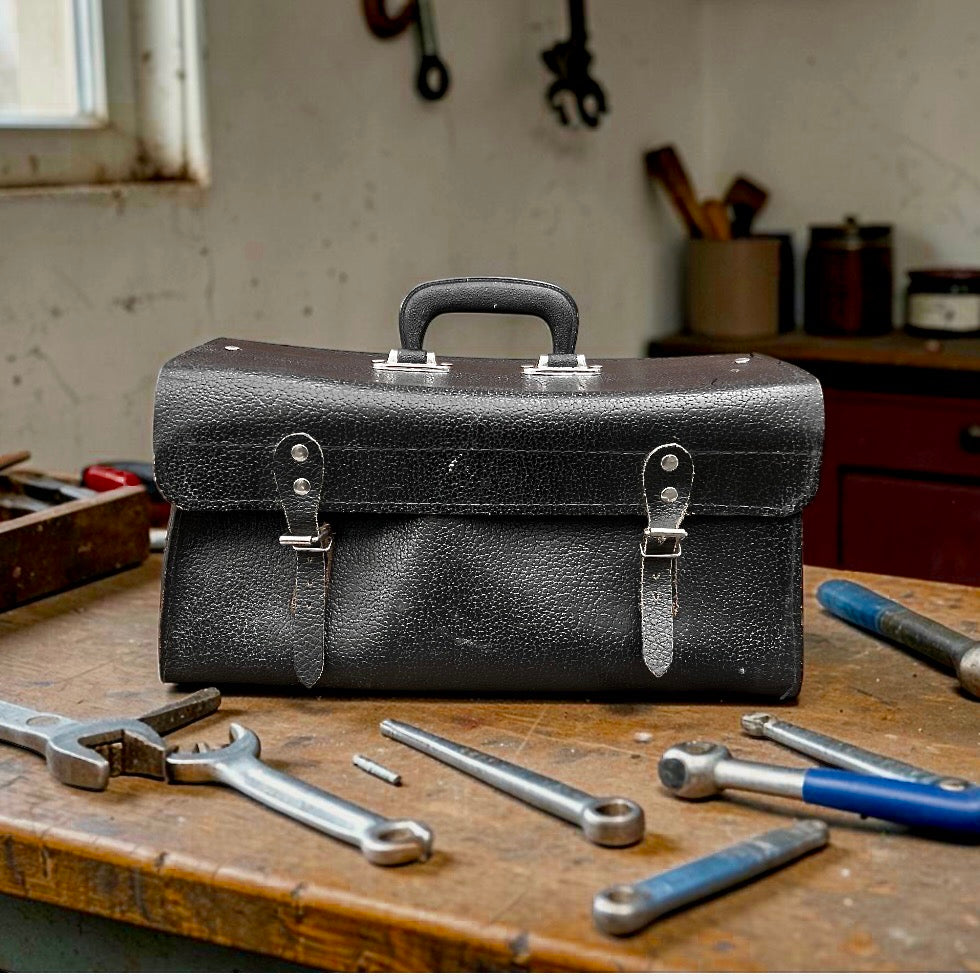 sacoche-outils-vintage-cuir-noir-artisan
