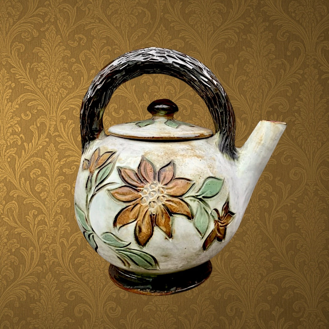 Bouilloire en grès signée Grégoire – Poterie de Bouffioulx – Céramique belge vintage