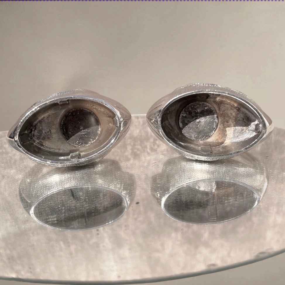 Bougeoirs cygnes vintage en métal argenté – Duo élégant années 60
