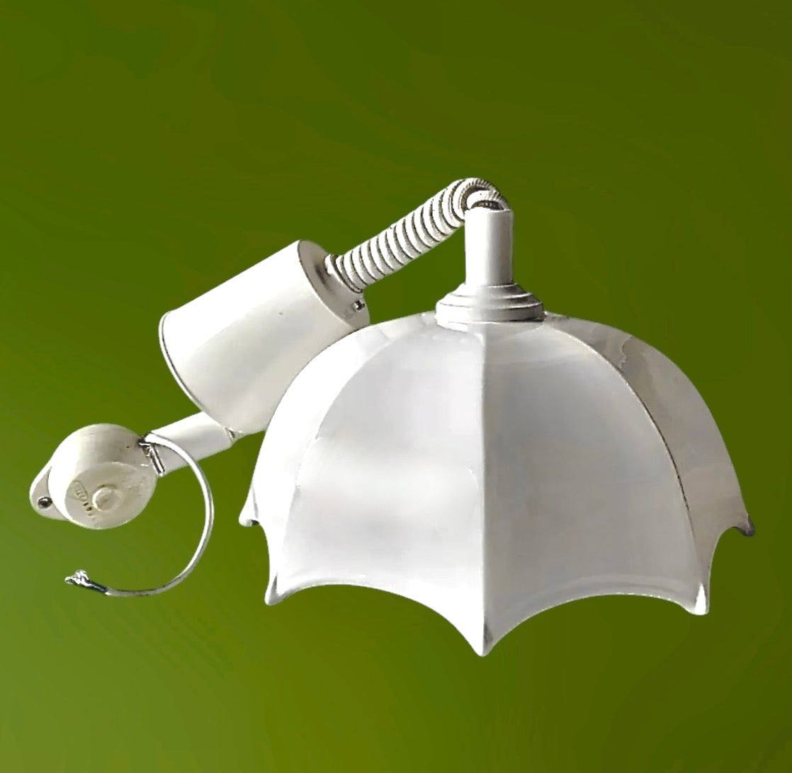 suspension vintage céramique blanche abat jour parapluie monte et baisse