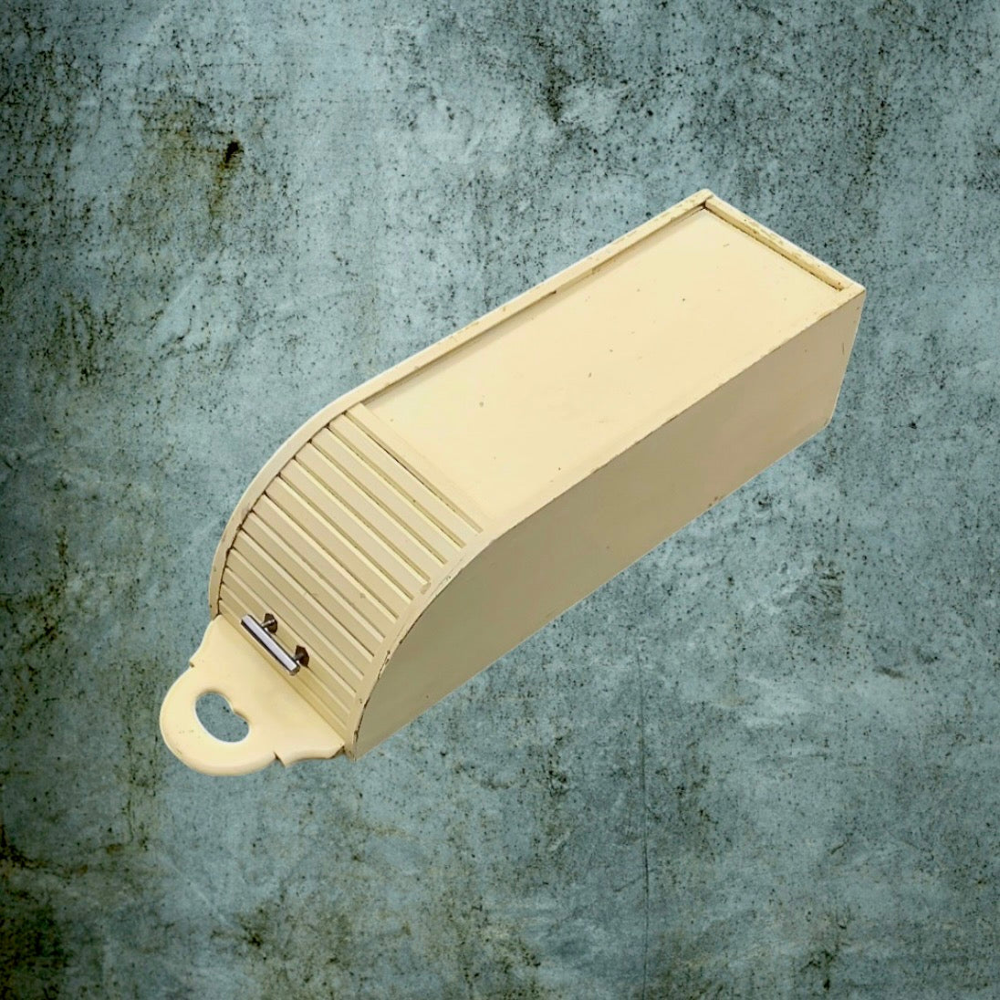 Huche à pain vintage bois blanc cassé années 50 volet coulissant
