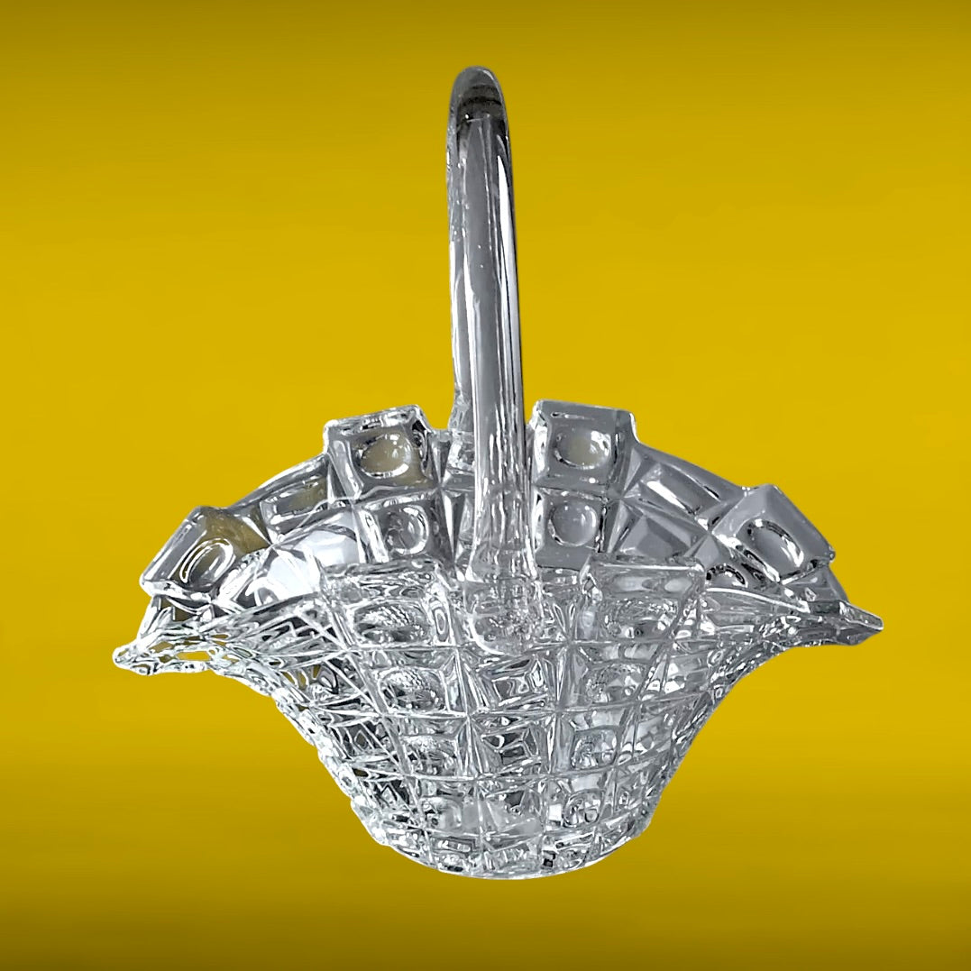 corbeille en verre pressé Libochovice vintage années 50