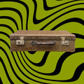 Valise vintage fibre vulcanisée brun tabac années 50