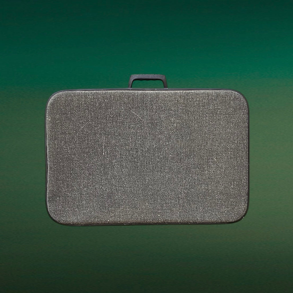 Valise vintage bleu marine moucheté blanc skaï années 60