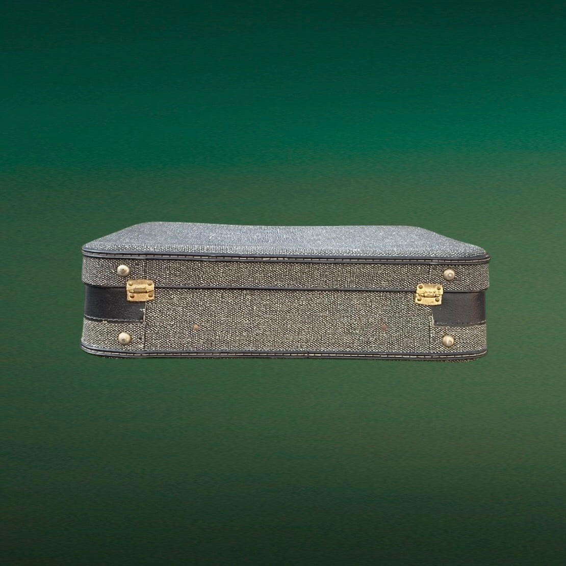 Valise vintage bleu marine moucheté blanc skaï années 60