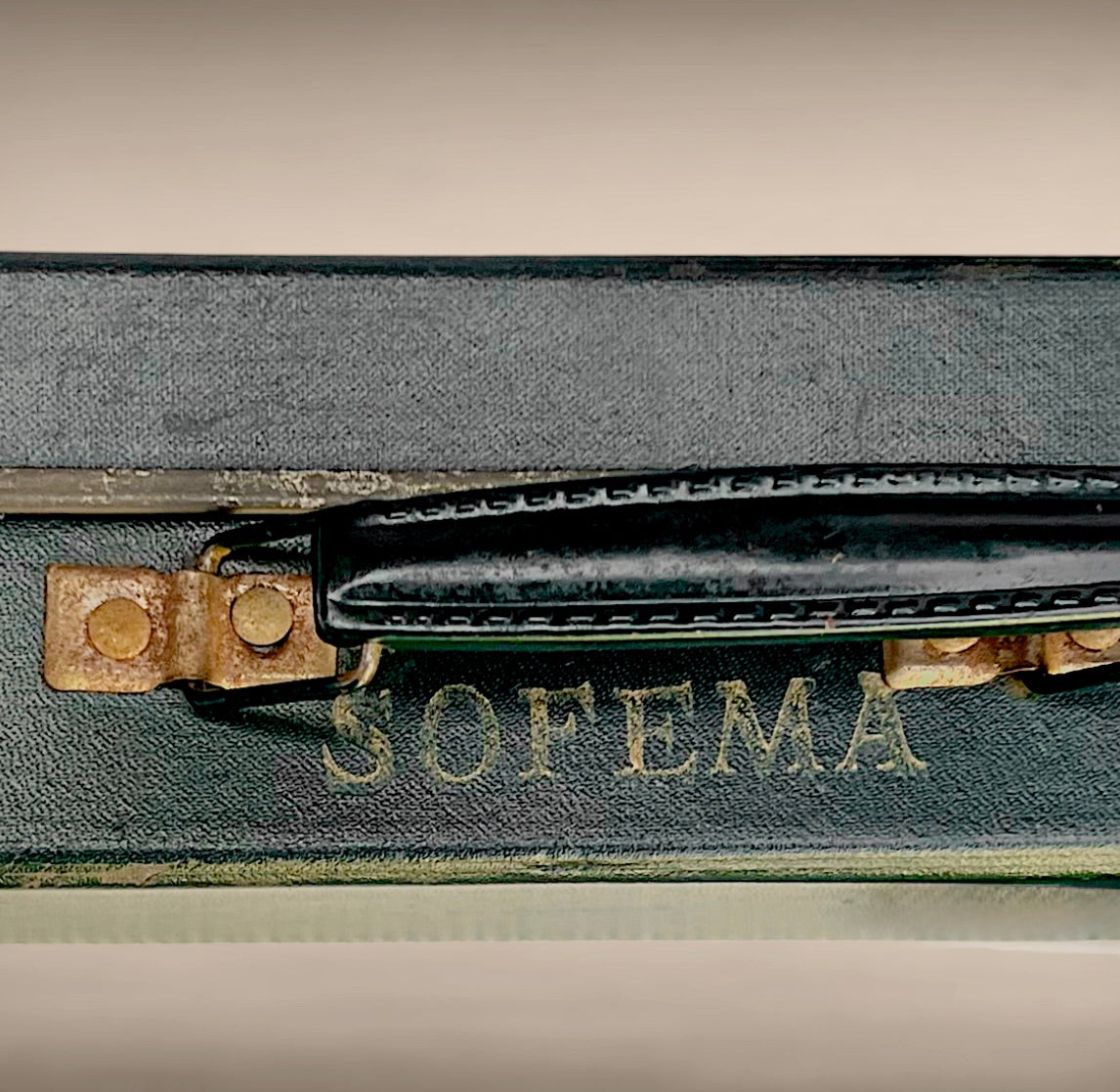 Valisette vintage SOFEMA carton enduit vert années 60 petite mallette rétro