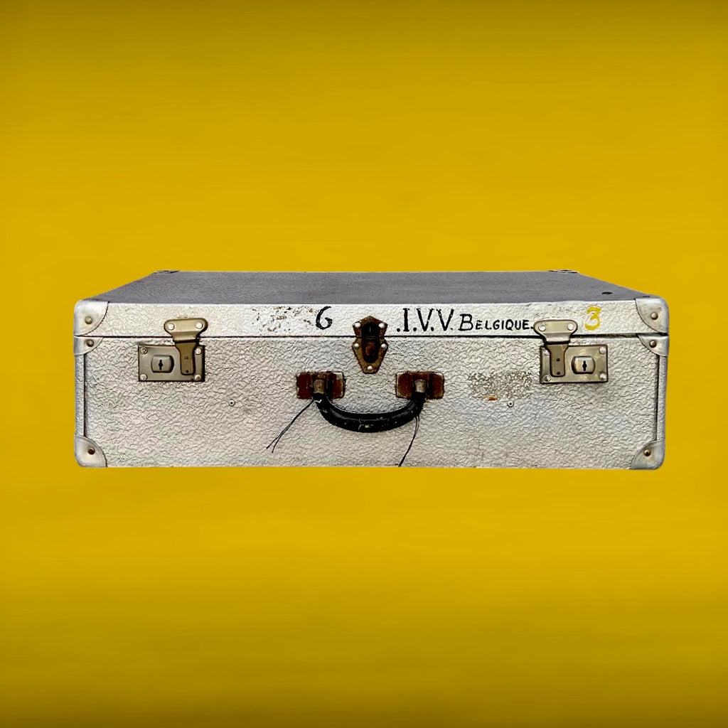 Valise Aluminium Vintage Effet Grain Cuir Grande Valise Rigide Industrielle