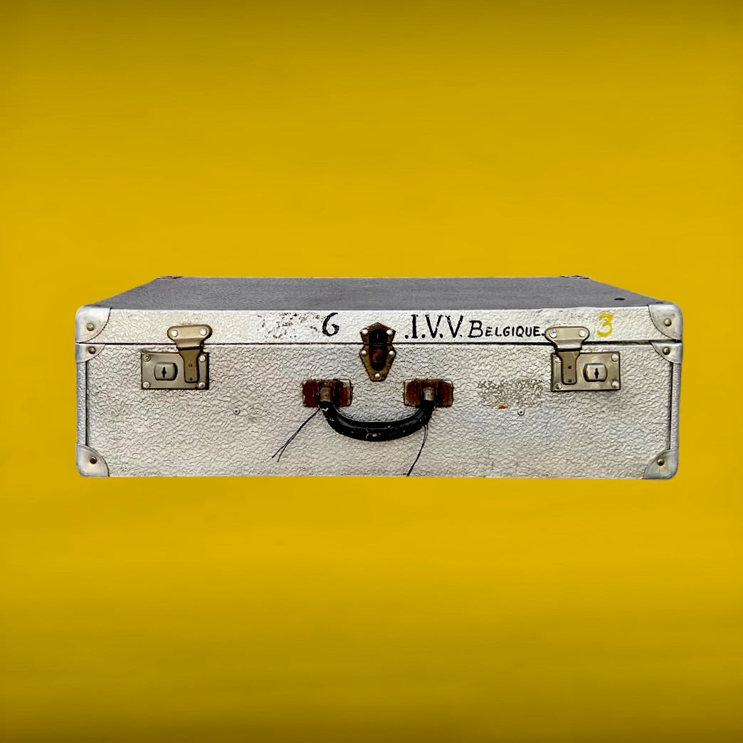 Valise Aluminium Vintage Effet Grain Cuir Grande Valise Rigide Industrielle