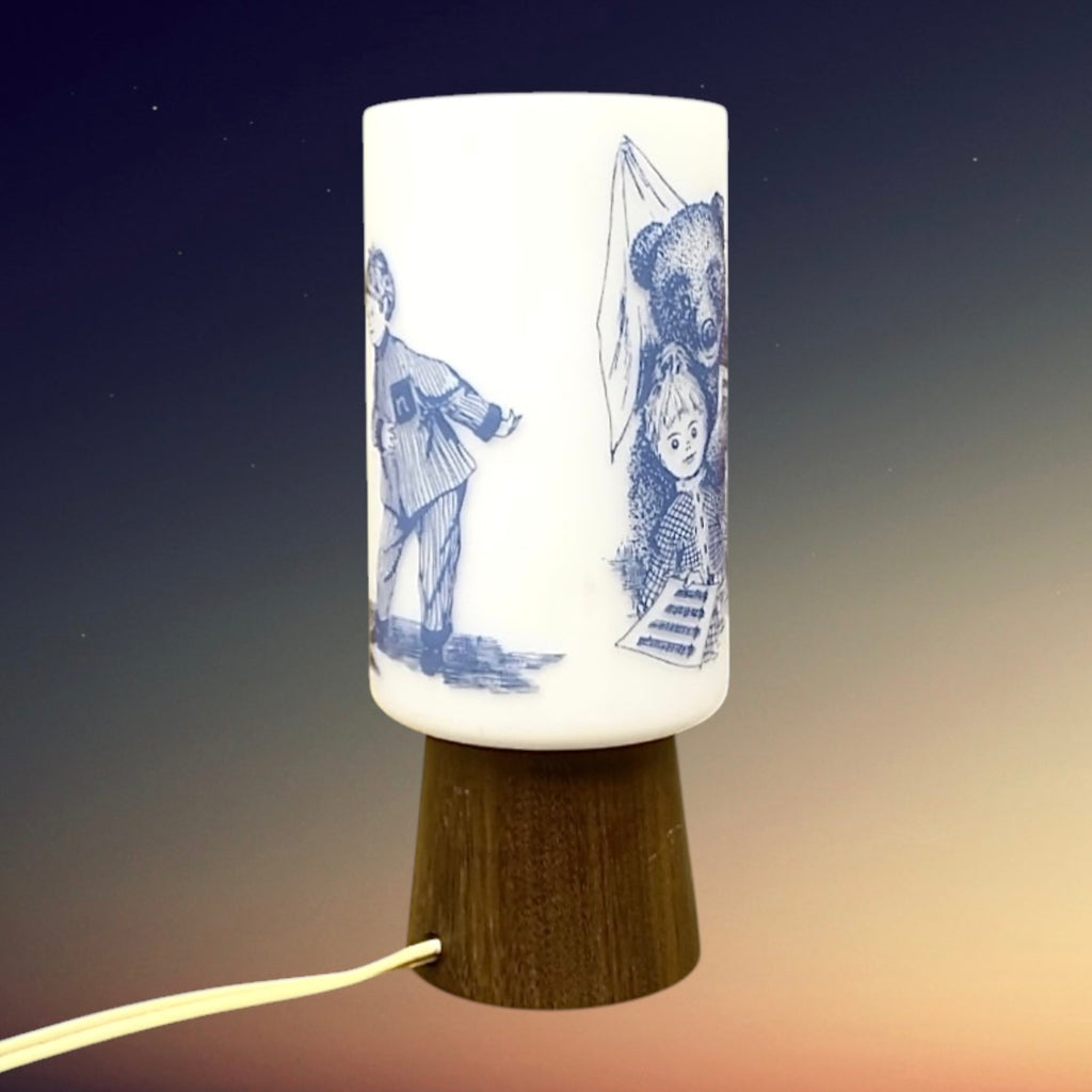 Lampe Enfant Vintage Nounours Bonne Nuit Les Petits Philips Verre Bois 1971
