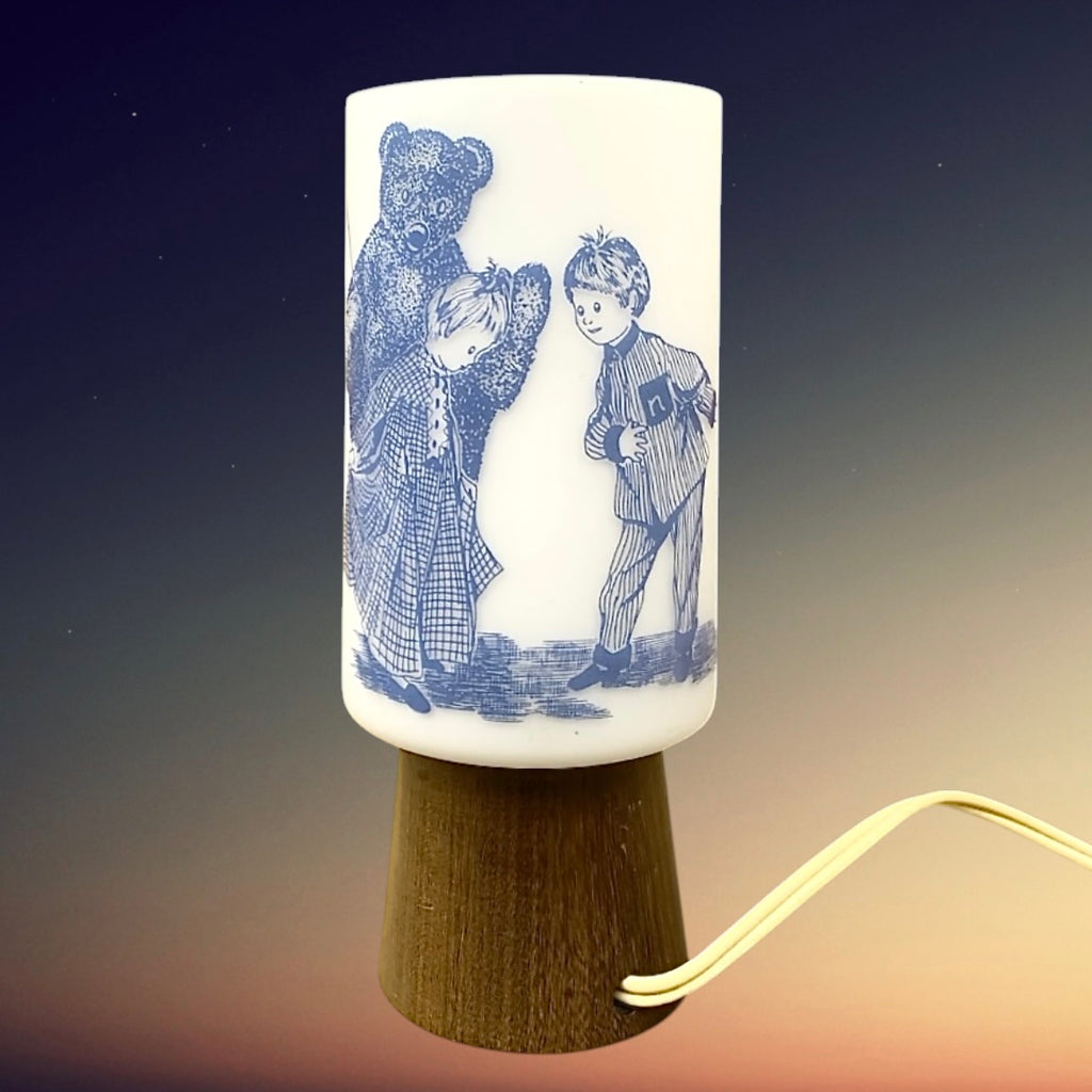 Lampe Enfant Vintage Nounours Bonne Nuit Les Petits Philips Verre Bois 1971