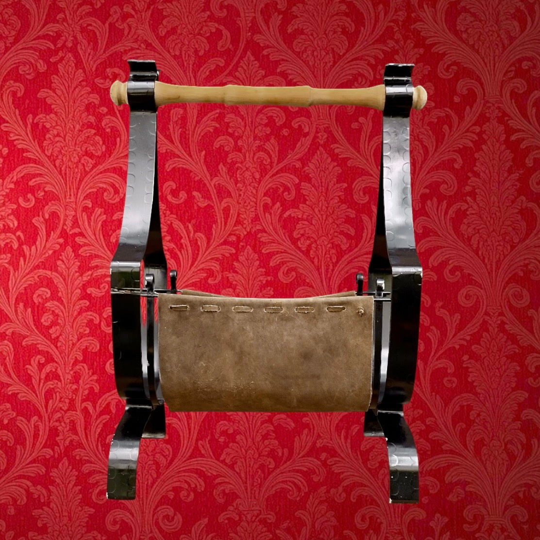 porte-revues-vintage-fer-forge-daim-bois-annees50