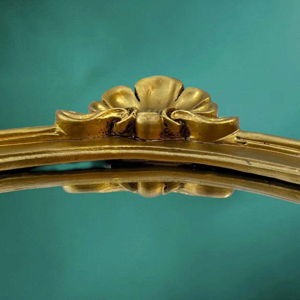 Miroir mural ancien coquille résine dorée glace vintage années 50 60