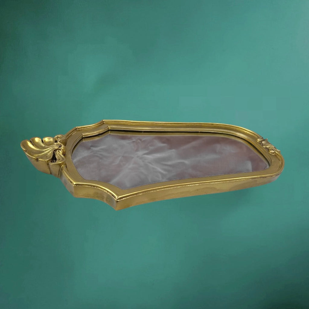 Miroir mural ancien coquille résine dorée glace vintage années 50 60