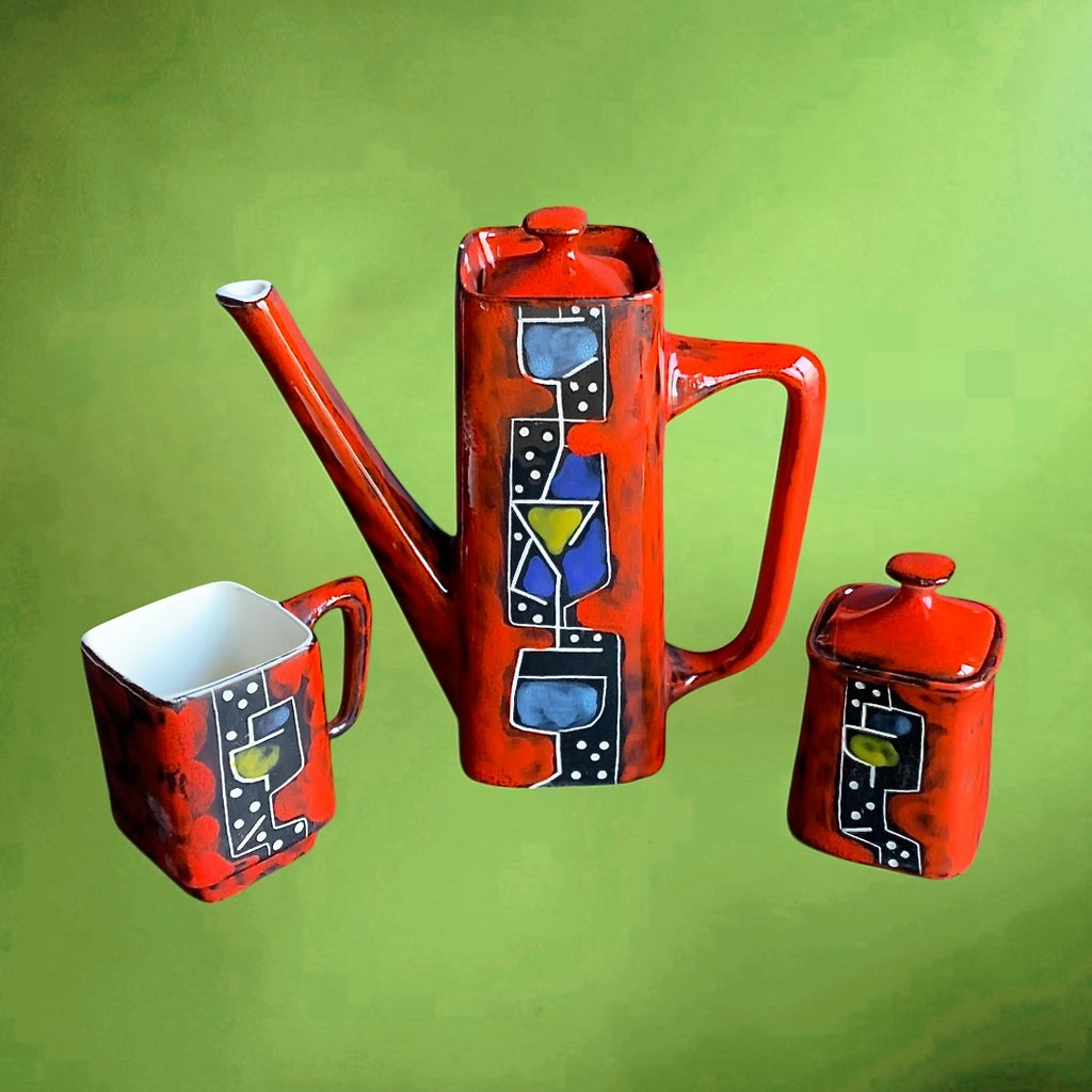 Cafetière individuelle CEMAS Italie céramique vernissée avec tasse et sucrier
