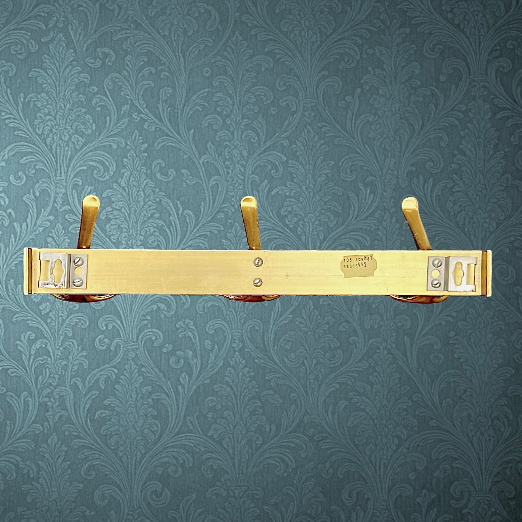 Portemanteau mural vintage aluminium anodisé doré 3 patères années 70