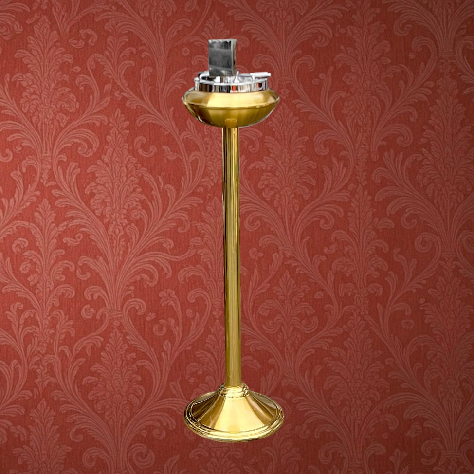 Cendrier sur pied laiton doré métal chromé présentoir allumettes années 60 70