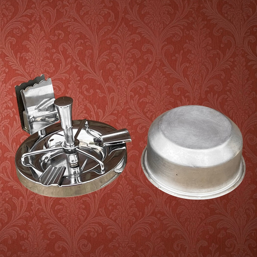 Cendrier sur pied laiton doré métal chromé présentoir allumettes années 60 70