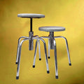 tabourets industriels vintage réglables chrome skaï gris années 70