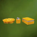 Ensemble fumeur vintage résine marbrée jaune et métal chromé
