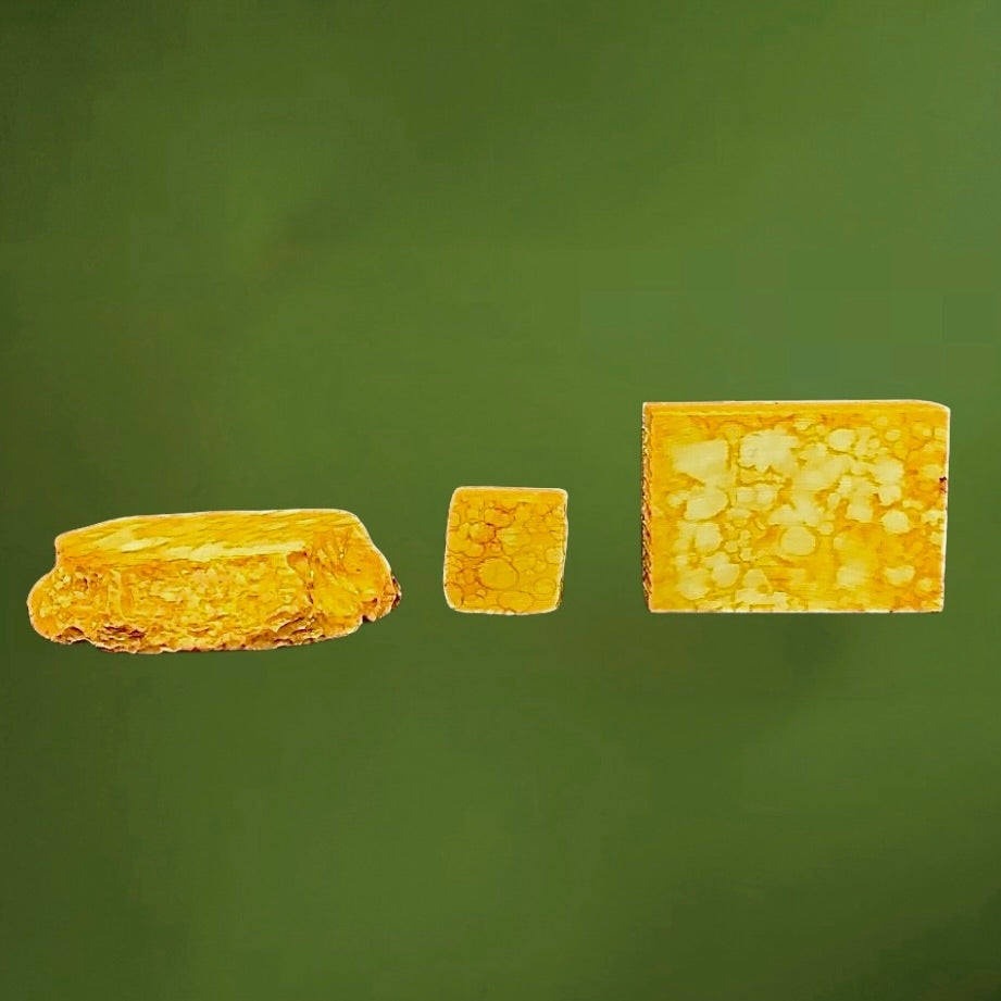 Ensemble fumeur vintage marbré jaune orangé – cendrier briquet et boîte – style résine années 60