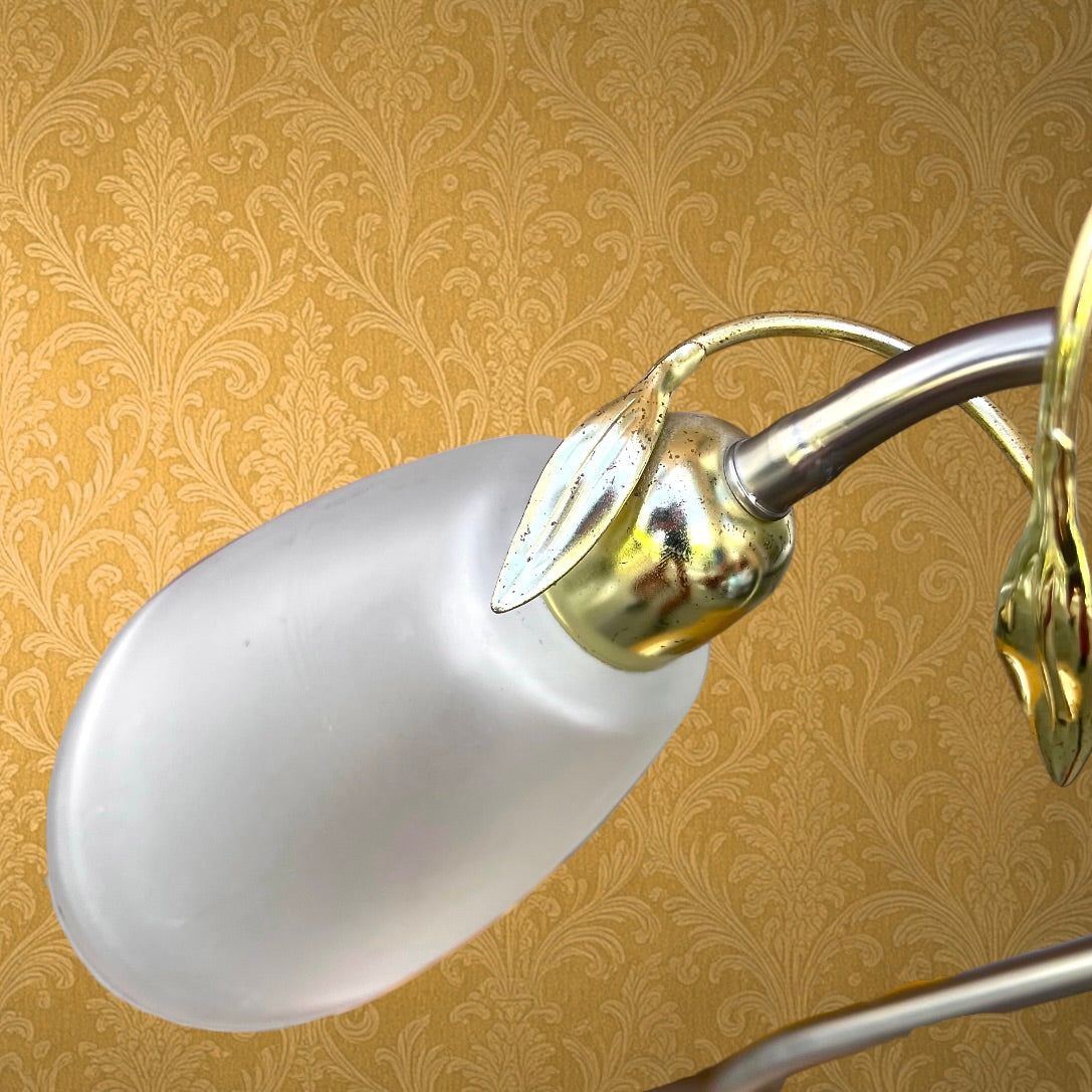 Lampe col de cygne vintage Massive métal argenté et doré verre dépoli années 70