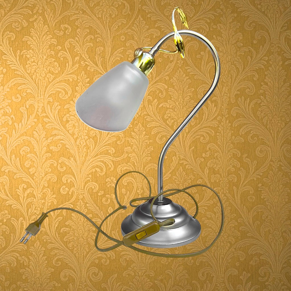 Lampe col de cygne vintage Massive métal et verre dépoli