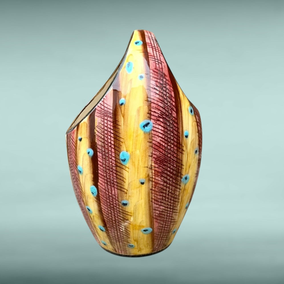 Ancien vase Hubert Bequet modèle 525 faïence émaillée belge années 50