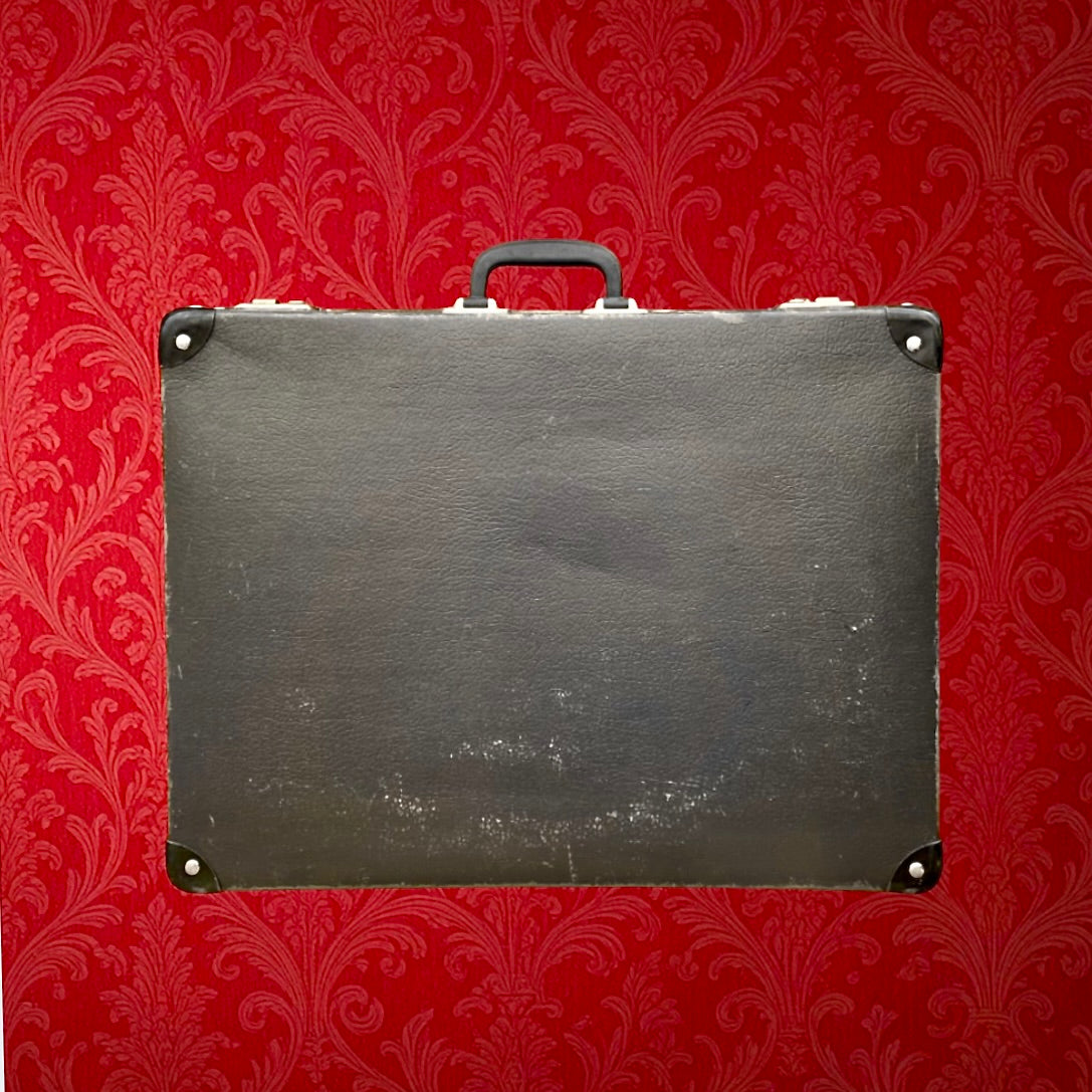 Valise Vintage Plate Anthracite Intérieur Pied-de-Poule Années 50